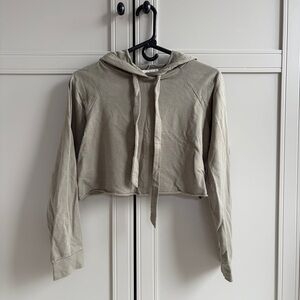 Casual Khaki / Olive Green Hoodie Crop Top